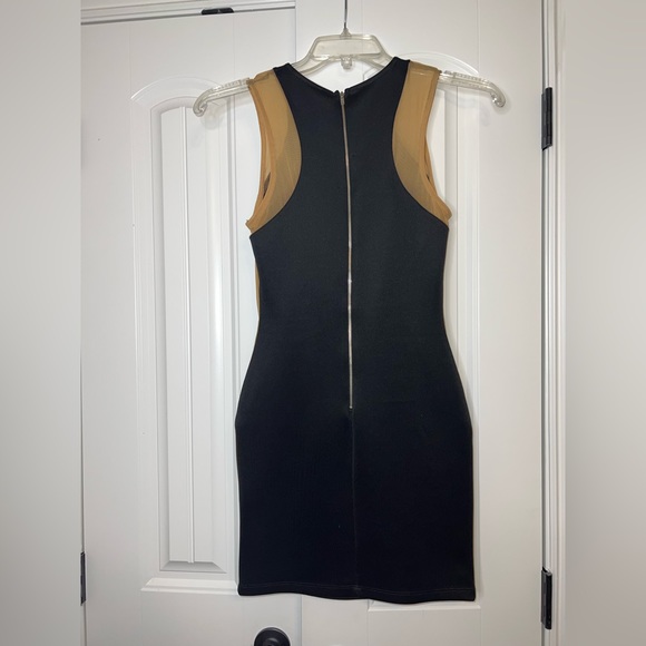 Tobi Black Bodycon Dress Tan Mesh Cutouts BARELY WORN SIZE SMALL - Picture 2 of 2